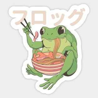 Japanese Frog Eating Ramen Sticker